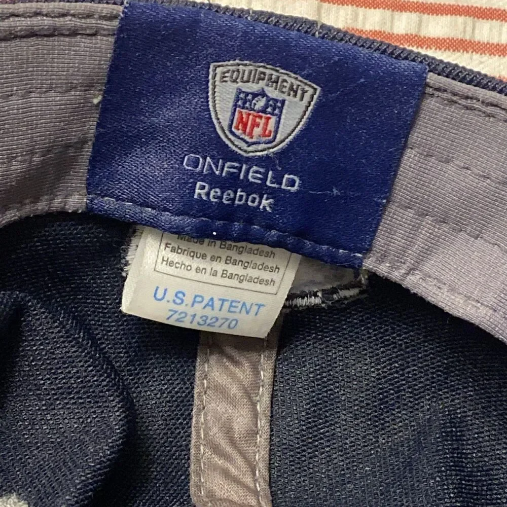 Vintage Reebok NFL Onfield Dallas Cowboys Flexfit Hat Navy Gray Sideline Y2K